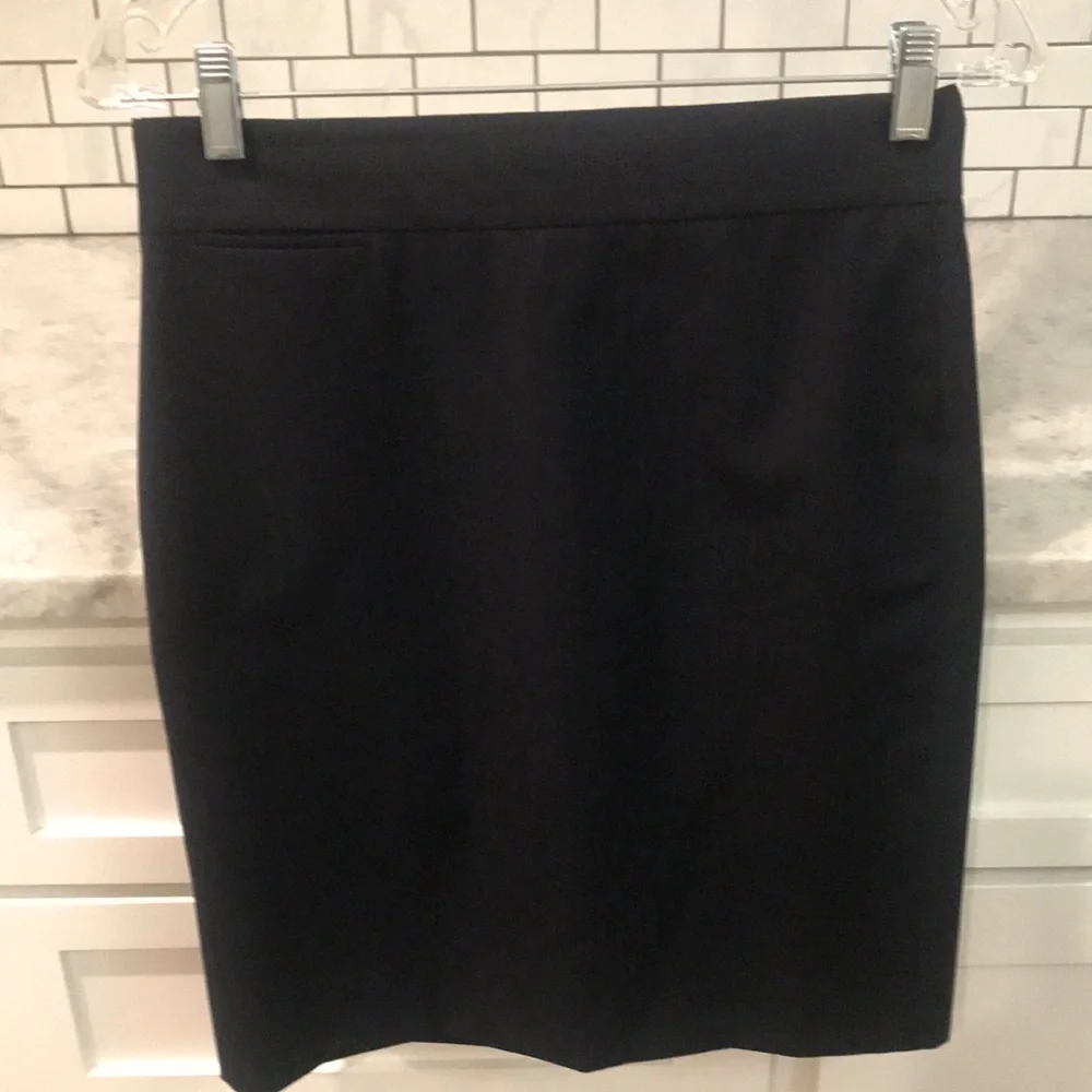 J Crew Wool Pinstripe Skirt Womens 0 Black Gray Straight Pencil Classic Business